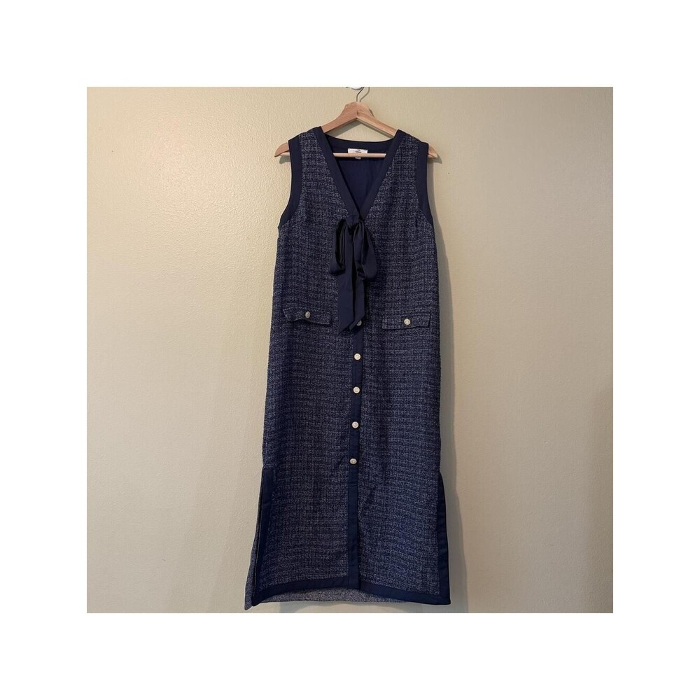 Entro Women's Navy Tweed Midi Dress S